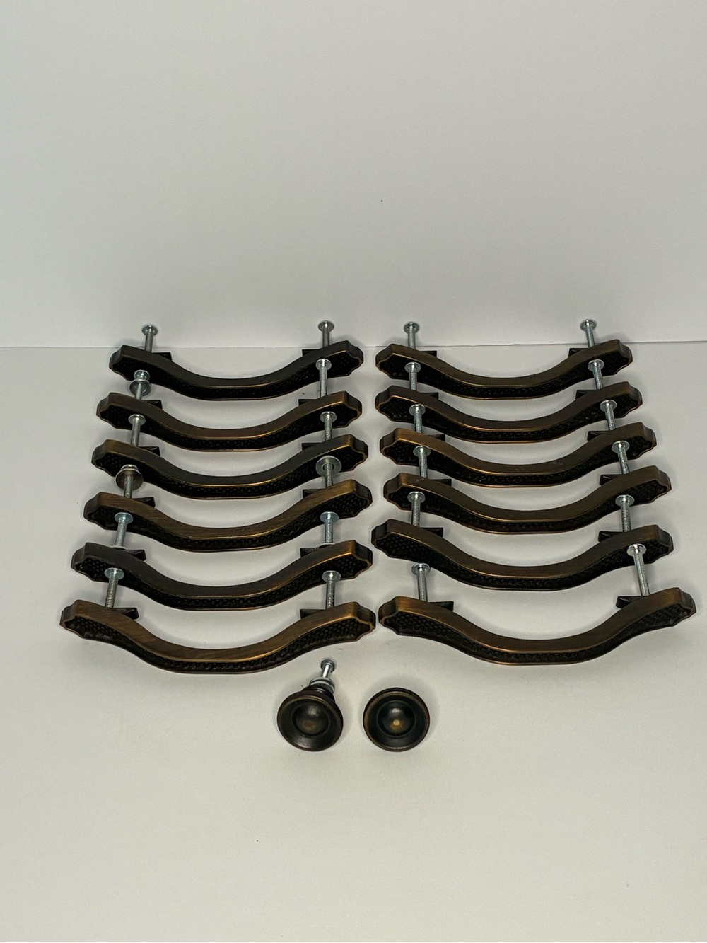Bronze Cabinet Handles and Knobs Set - 12 Pulls + 2 Knobs